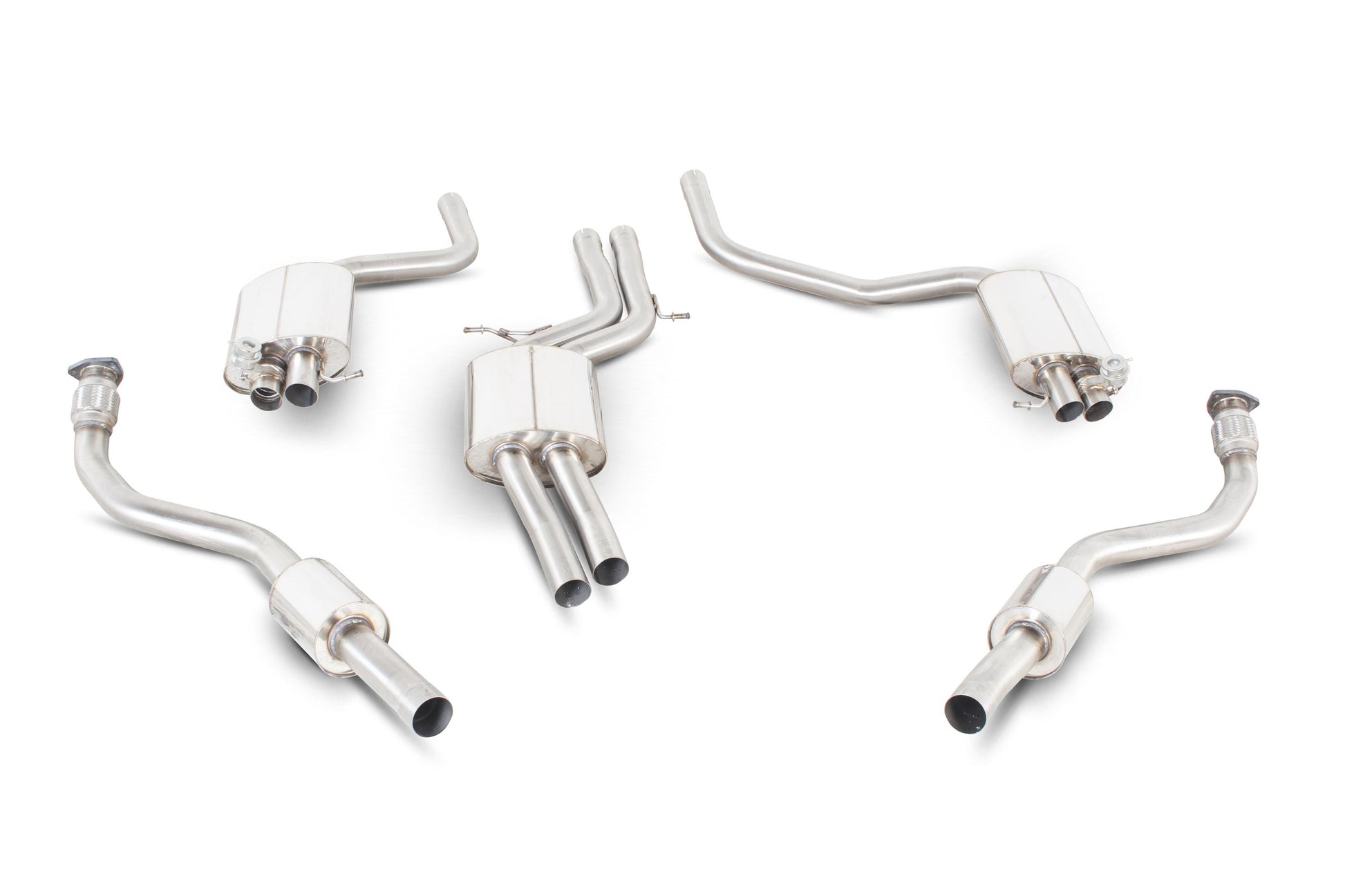 Scorpion Resonated Cat Back Exhaust System Inc Active Exhaust Valve (Valved - OE Fitment Tip) - Audi RS4 B8 4.2 FSI Quattro Avant-RS5 4.2 V8 Coupe