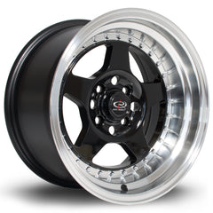 Rota Kyusha 4x100 15" 8J ET0 Black (Polished Lip) Alloy Wheel