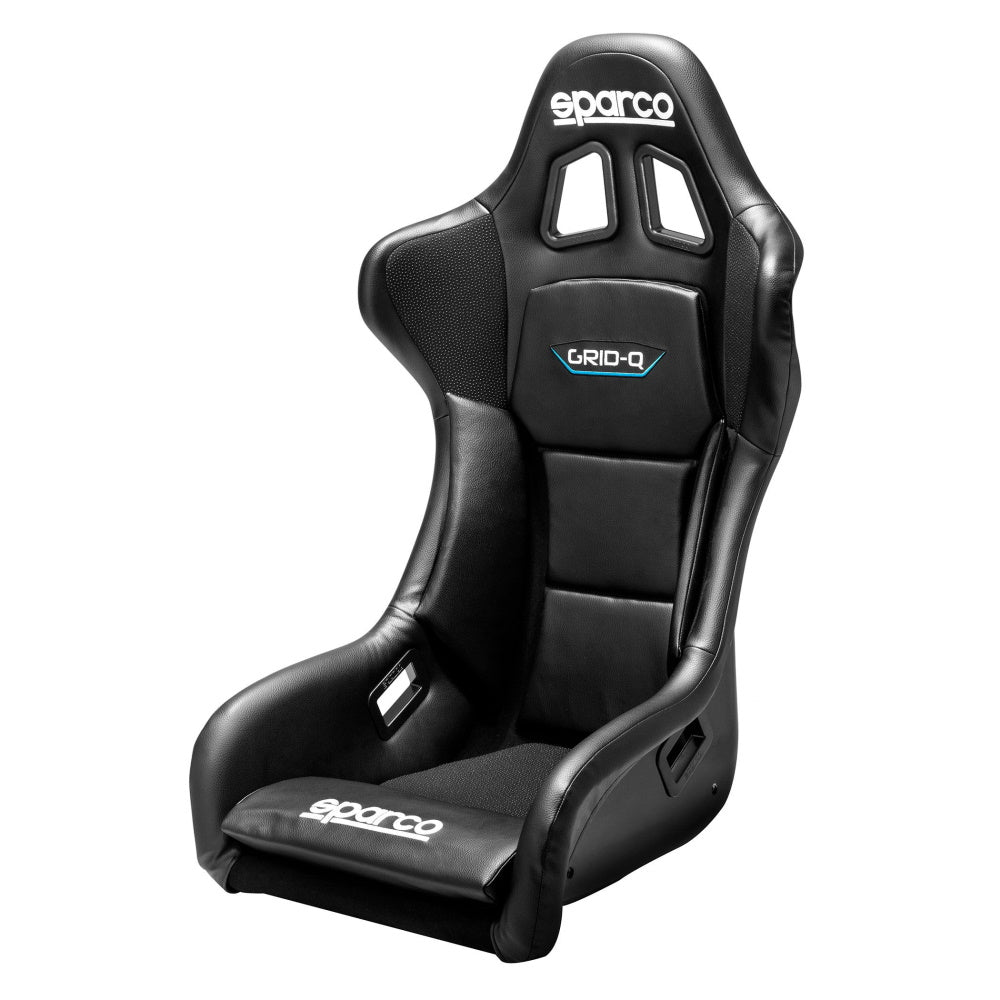 Sparco Grid QRT Sky Fibreglass Fixed Bucket Seat (FIA Approved) - Black Leather