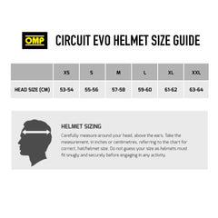 OMP Circuit Evo Full Face Helmet Size Guide