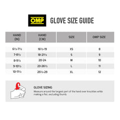 OMP Racing Gloves Size Guide