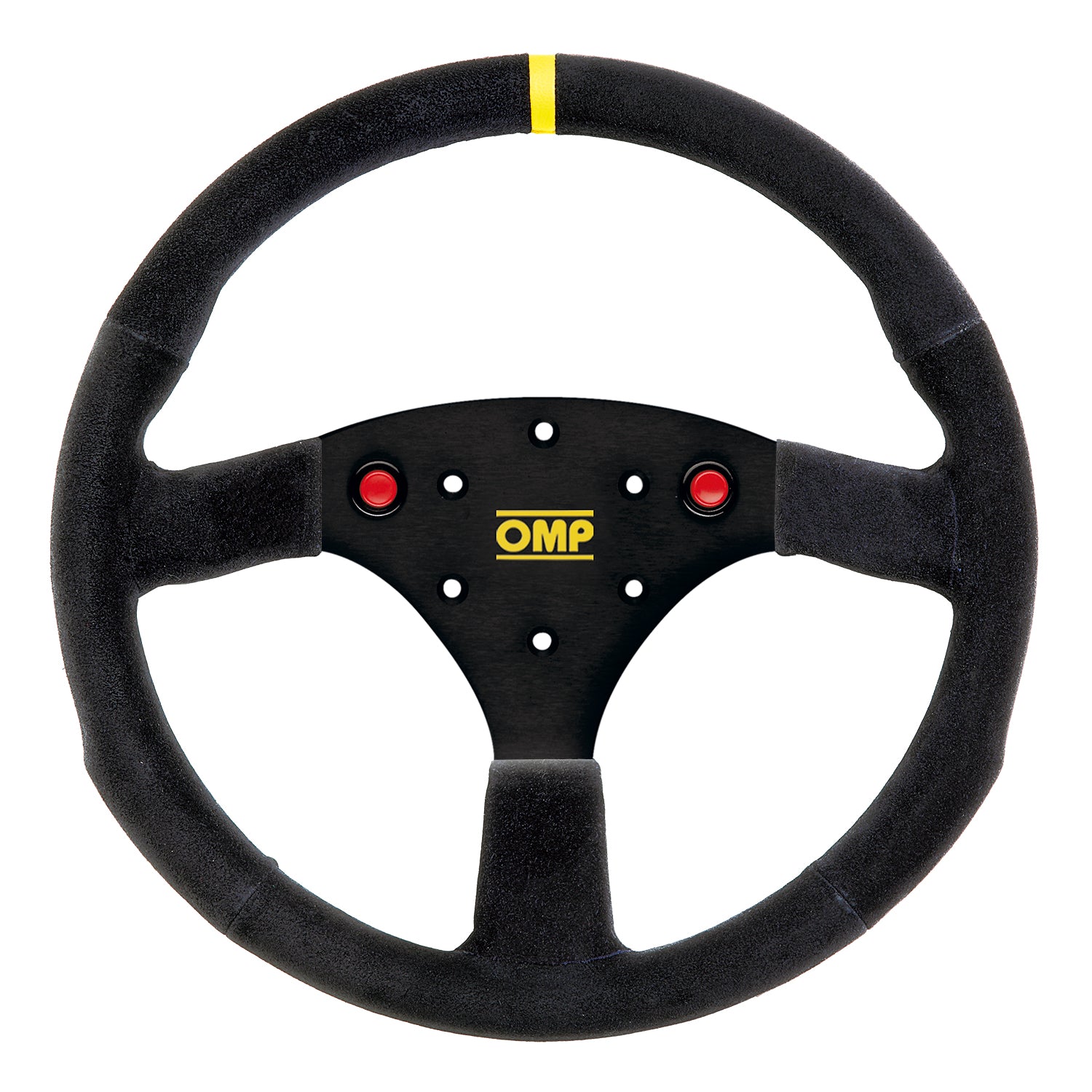 OMP 320 ALU S Flat Steering Wheel 320mm Black Suede - Black Spokes - Black Stitching - No Horn