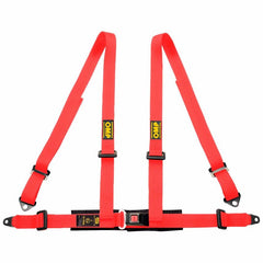 OMP 4M Road 4 Point Bolt In Harness (ECE Approved) - Red