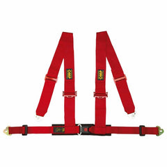 OMP 4M Racing 4 Point Clip In Harness (ECE Approved) - Red