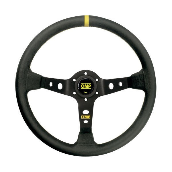 OMP Corsica Deep Dish Steering Wheel Black Leather - Black Spokes