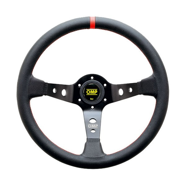OMP Corsica Deep Dish Steering Wheel Leather Red Band