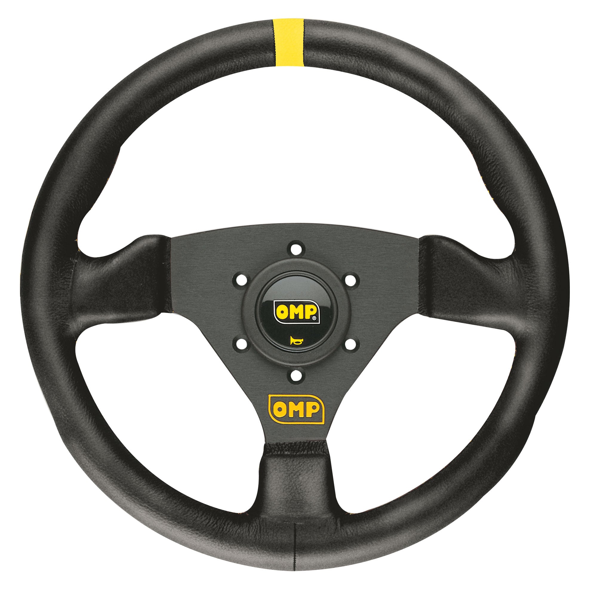 OMP Trecento Scamosciato Flat Steering Wheel 300mm Black Leather - Black Spokes - Black Stitching