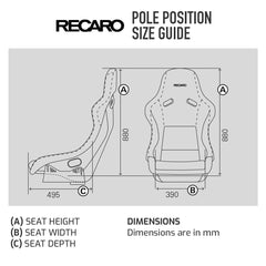 RECARO Pole Position Fibreglass Fixed Bucket Seat (FIA Approved) - Size Guide