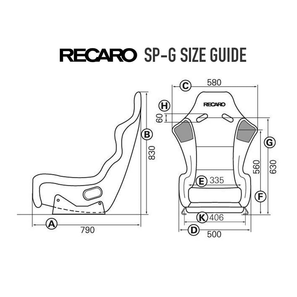 RECARO Profi SPG XL Fibreglass Fixed Bucket Seat (FIA Approved) - Standard Dimensions