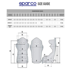 Sparco Sprint Size Guide