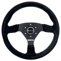 Sparco R383 Flat Steering Wheel 330mm - Black Suede - Black Spokes