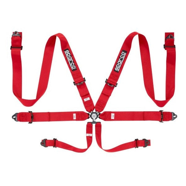 Sparco Club Racer 6 Point Clip In Harness (FIA Approved) - Red