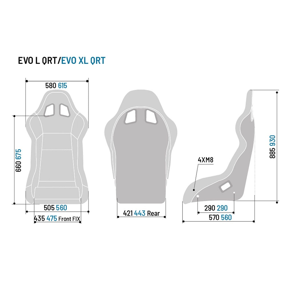 Sparco EVO L / EVO XL QRT Fibreglass Fixed Bucket Seat (FIA Approved) - Black Cloth