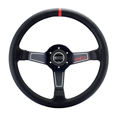 Sparco L575 Deep Dish Steering Wheel 350mm - Black Suede - Black Spokes - Black Stitching