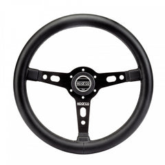 Sparco Targa 350 Deep Dish Steering Wheel 350mm - Black Leather - Black Spokes - Black Stitching