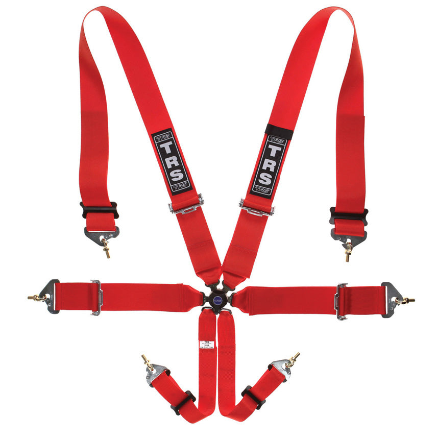 TRS Magnum 6 Point Clip In Harness (FIA Approved) - Red